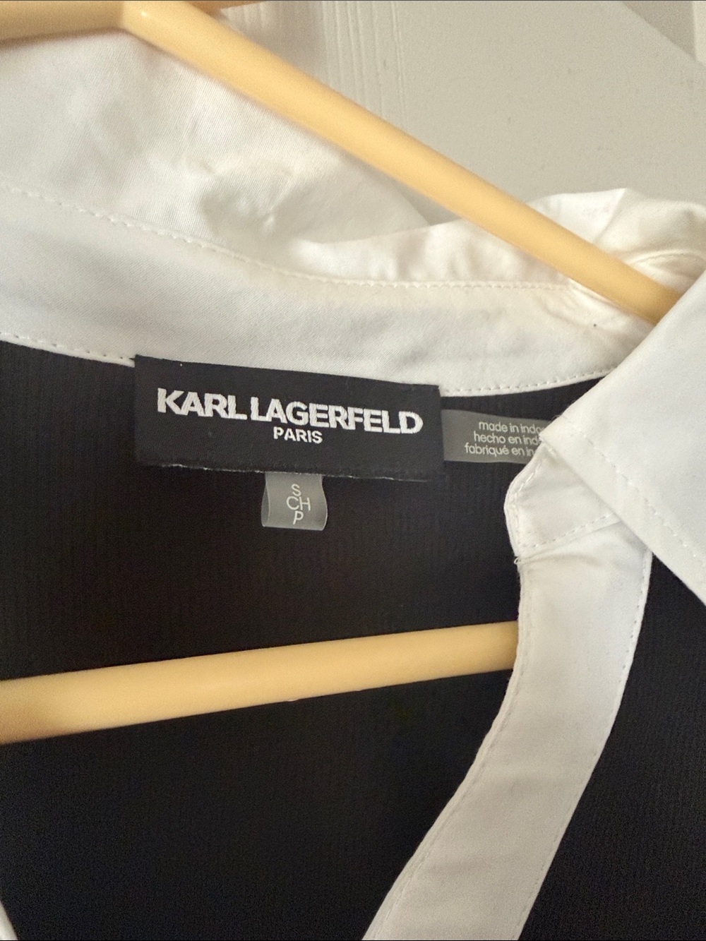 NWT - Karl Lagerfeld Black and White Twist-Front Shirt - Picture 2 of 4